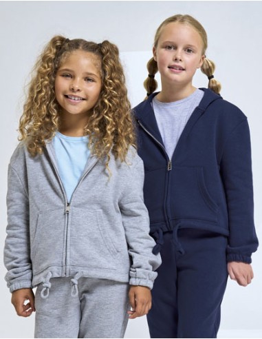 TRI-TR61B-Kids Recycled Cropped Oversize Full-Zip Hoodie